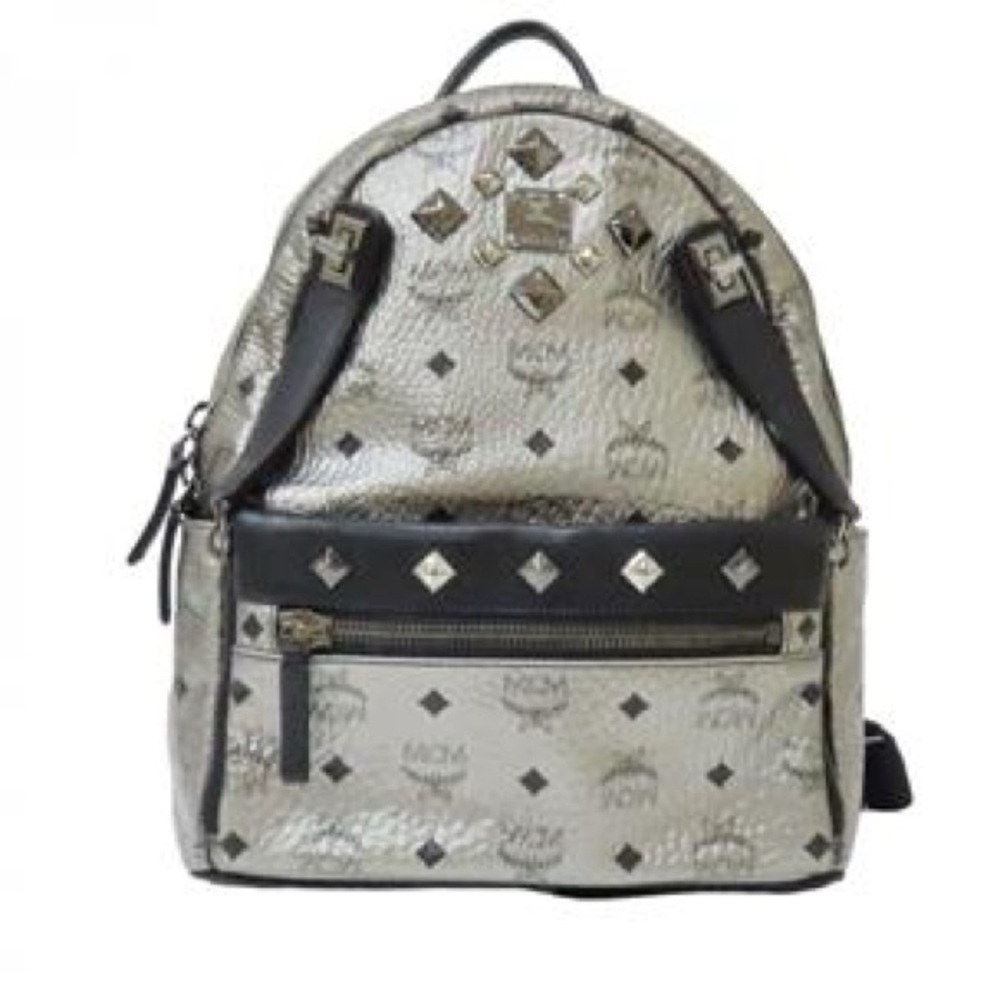Authentic MCM Visetos Stark Leather Backpack with removable Shoulder Bag